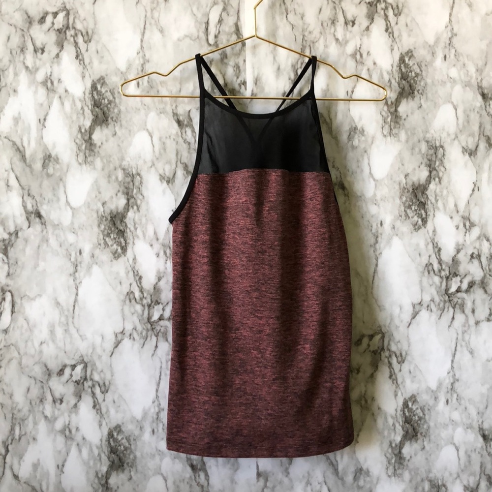 Black Pink Racerback Athletic Built in Bra Top